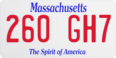 MA license plate 260GH7