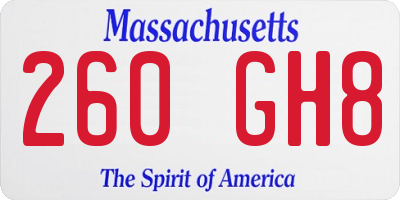 MA license plate 260GH8