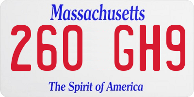 MA license plate 260GH9