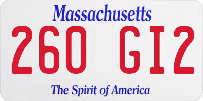 MA license plate 260GI2
