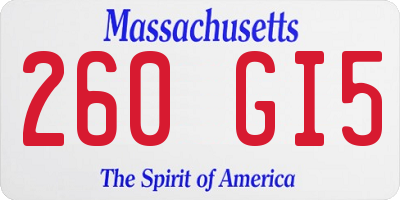 MA license plate 260GI5