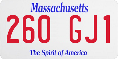 MA license plate 260GJ1