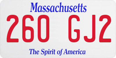 MA license plate 260GJ2