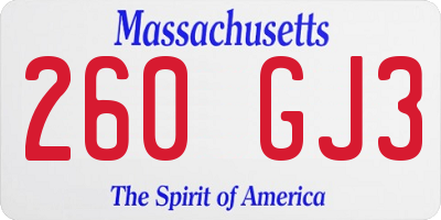 MA license plate 260GJ3