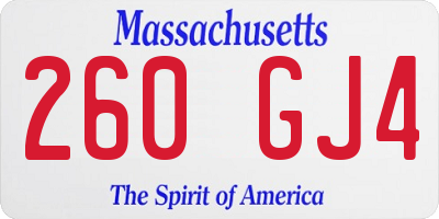 MA license plate 260GJ4