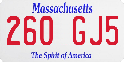 MA license plate 260GJ5