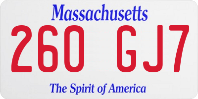 MA license plate 260GJ7