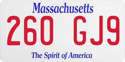 MA license plate 260GJ9