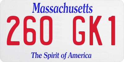 MA license plate 260GK1