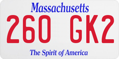 MA license plate 260GK2