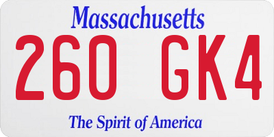 MA license plate 260GK4