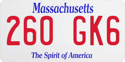 MA license plate 260GK6