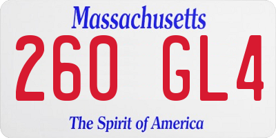 MA license plate 260GL4