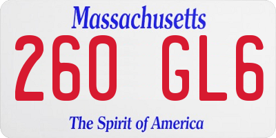 MA license plate 260GL6