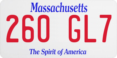 MA license plate 260GL7