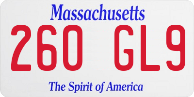 MA license plate 260GL9