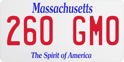 MA license plate 260GM0