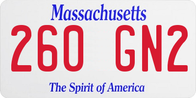 MA license plate 260GN2