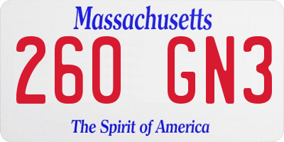 MA license plate 260GN3
