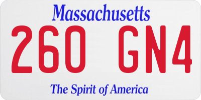 MA license plate 260GN4