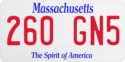 MA license plate 260GN5