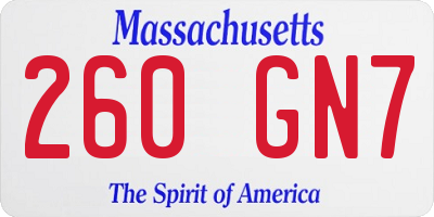 MA license plate 260GN7