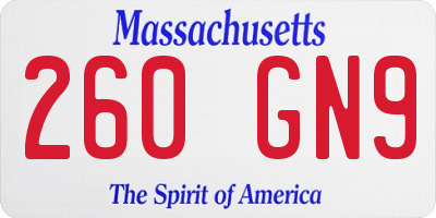 MA license plate 260GN9