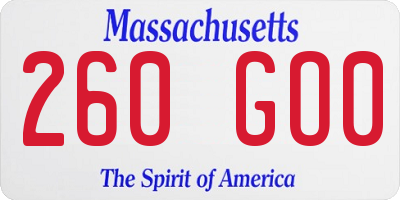 MA license plate 260GO0