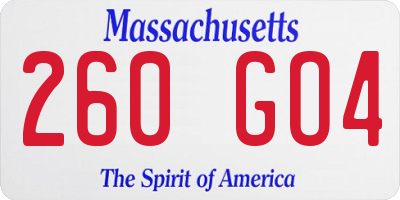MA license plate 260GO4
