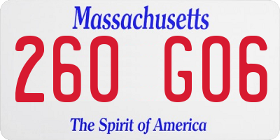 MA license plate 260GO6