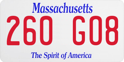 MA license plate 260GO8