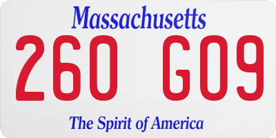 MA license plate 260GO9
