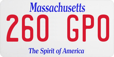 MA license plate 260GP0
