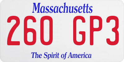MA license plate 260GP3