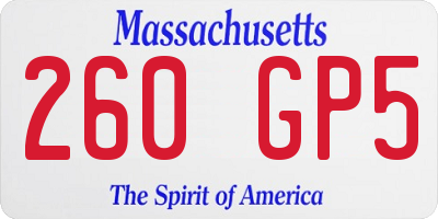 MA license plate 260GP5