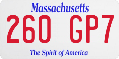 MA license plate 260GP7