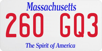 MA license plate 260GQ3