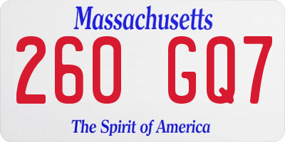 MA license plate 260GQ7