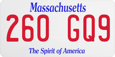 MA license plate 260GQ9