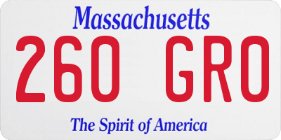 MA license plate 260GR0