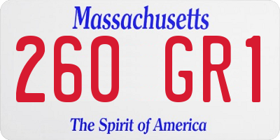 MA license plate 260GR1