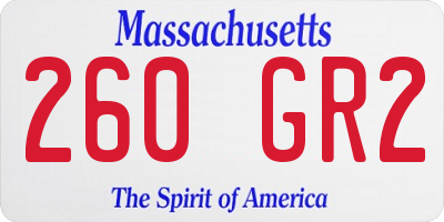 MA license plate 260GR2