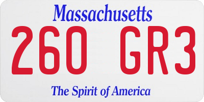 MA license plate 260GR3