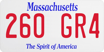 MA license plate 260GR4