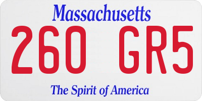 MA license plate 260GR5