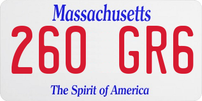 MA license plate 260GR6