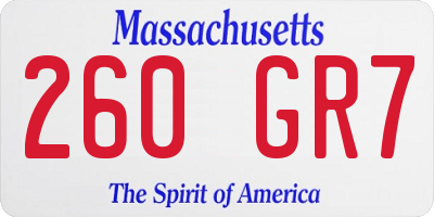 MA license plate 260GR7