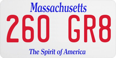 MA license plate 260GR8