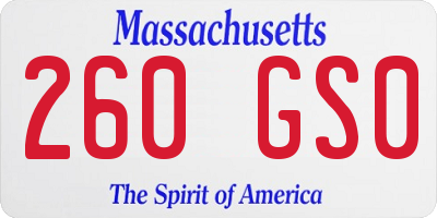 MA license plate 260GS0
