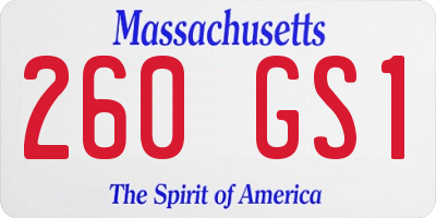 MA license plate 260GS1